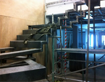 A view of the steel structure for a feature staircase