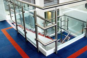 A Stainless Steel balustrade with glass panels